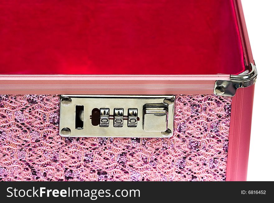 Pink safe box with padlock