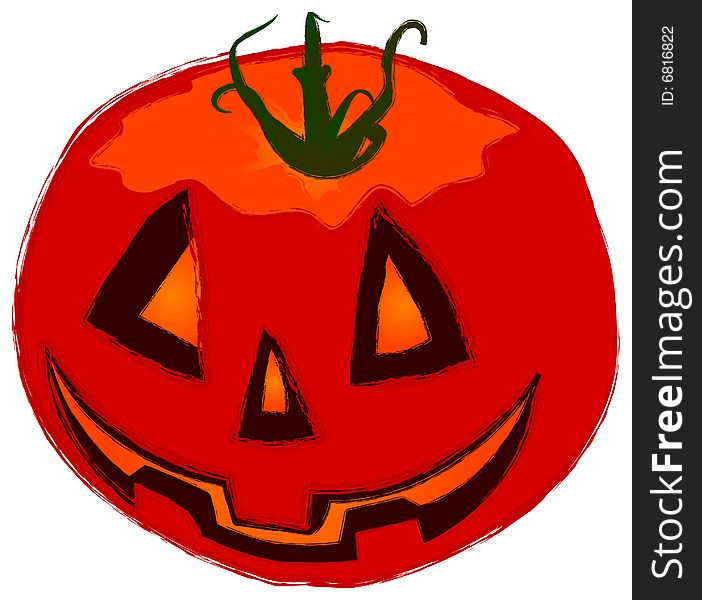 The Funny Helloween party pumpkin in orange color. The Funny Helloween party pumpkin in orange color