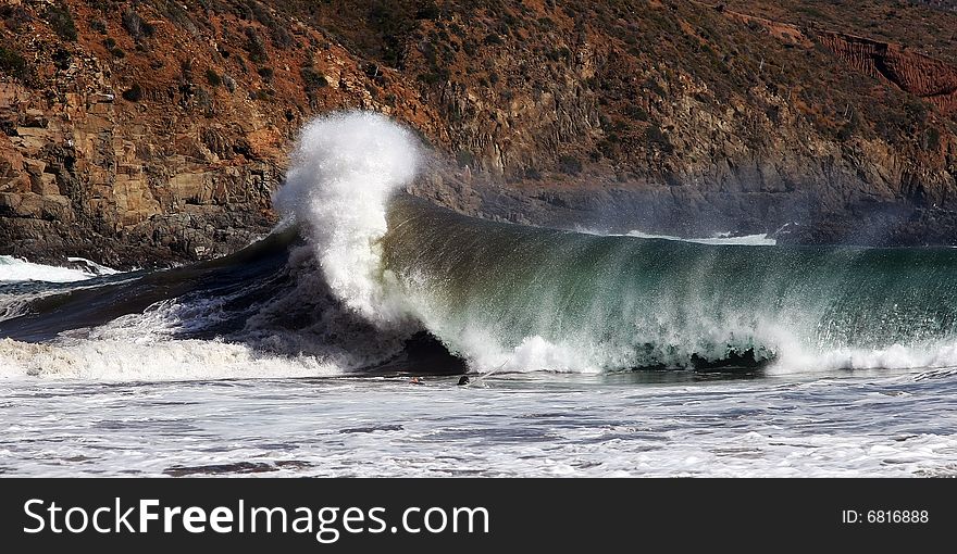 Wave crashing, baja california , mexico