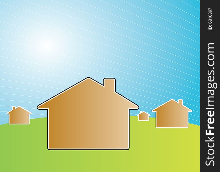 Illustration of houses symbolizing real estate world. Illustration of houses symbolizing real estate world