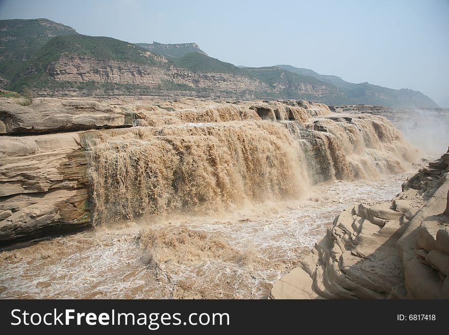 A waterfall of yellow river