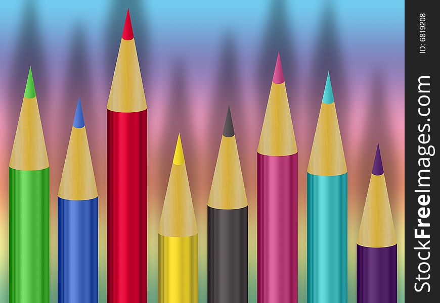 Composition of different colored pencils