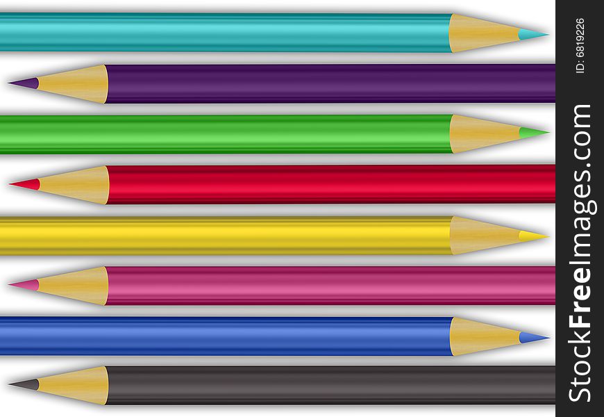 Composition of different colored pencils