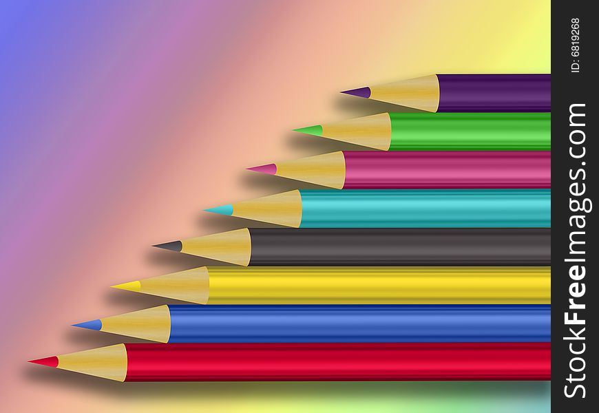 Composition of different colored pencils