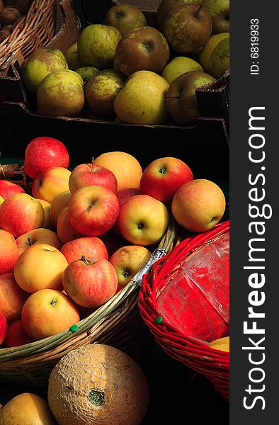 An outdoors fruit market in la spezia, italy. An outdoors fruit market in la spezia, italy.