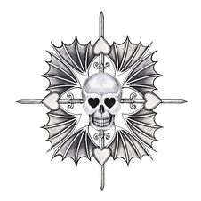 Art Skull Heart Wings Tattoo. Royalty Free Stock Photos Art Skull Heart Wings Tattoo. Royalty Free Stock Photos