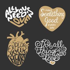 Set Of Vector Hand Drawn Typography Design Element In Heart Shape Royalty Free Stock Image Set Of Vector Hand Drawn Typography Design Element In Heart Shape Royalty Free Stock Image