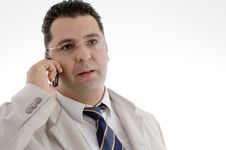 Businessman Talking On Cell Phone Royalty Free Stock Photos