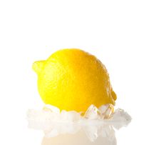 One Lemon With Ice Royalty Free Stock Photo