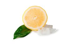 One Slice Of Lemon With Ice Stock Images One Slice Of Lemon With Ice Stock Images