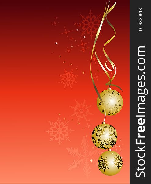 Christmas background, ball, 2d illustration