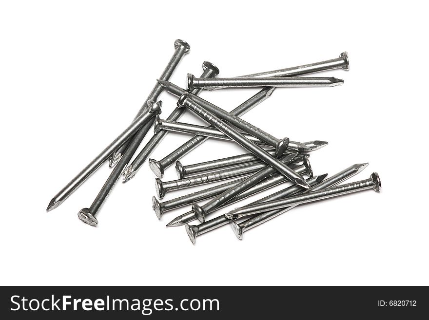 A pile of nails isolated on whtie background.