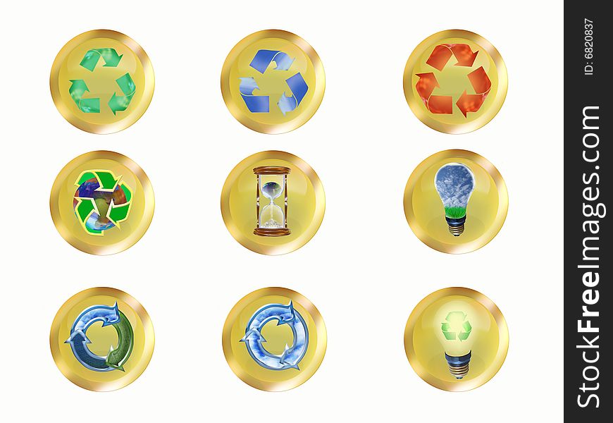 Gold buttons for recycle site. Gold buttons for recycle site