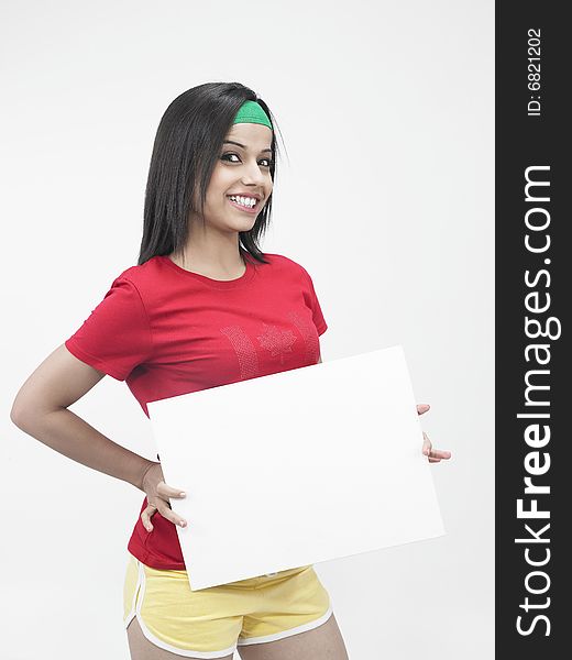 Asian Girl Holding A Placard