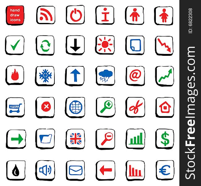 The Handmade business and weather color icons. The Handmade business and weather color icons