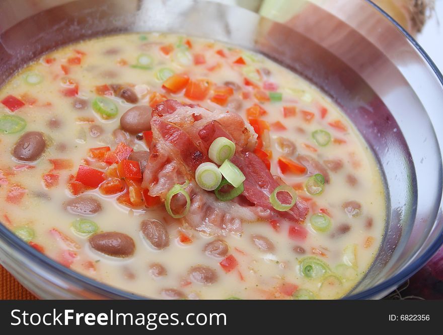 A fresh soup of beans with vegetables and spices