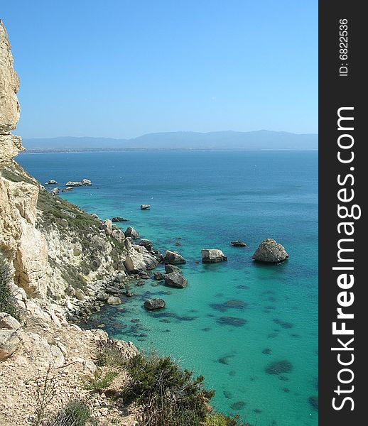 A rocky shore in southern Sardinia (Italy).