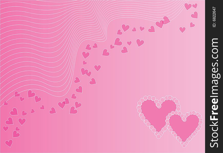 Pink love wallpaper with hearts and ellipses