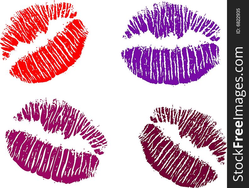 Illustration with four color lipsticks isolated on white background. Illustration with four color lipsticks isolated on white background