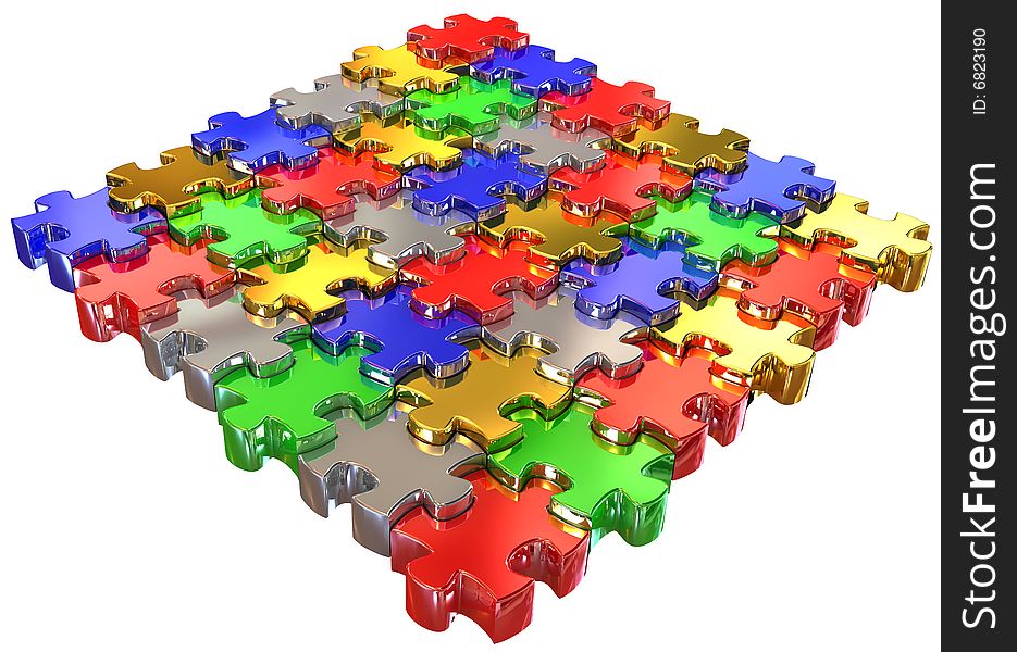 Color Jigsaw Puzzle on white background