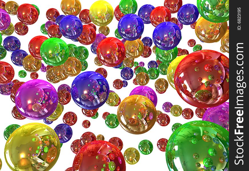 Colour balls on white background