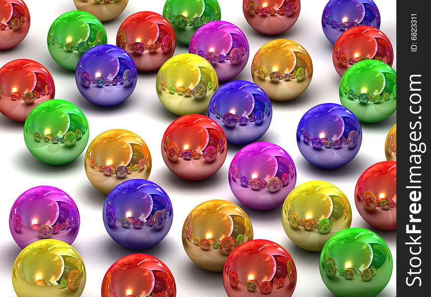 Colour balls on white background