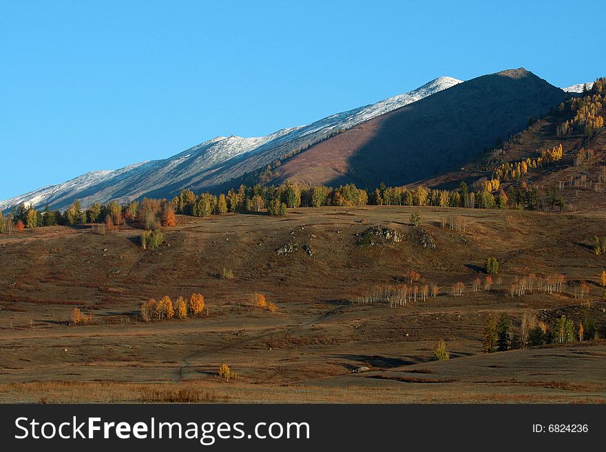 The alpine farm land in Hemu, Xinjiang, China. The alpine farm land in Hemu, Xinjiang, China.