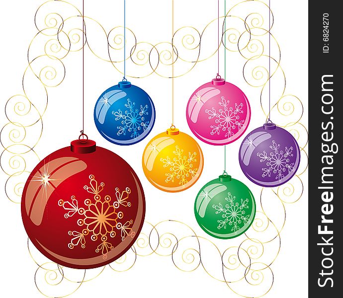 Background with a set of christmas glass balls. Background with a set of christmas glass balls