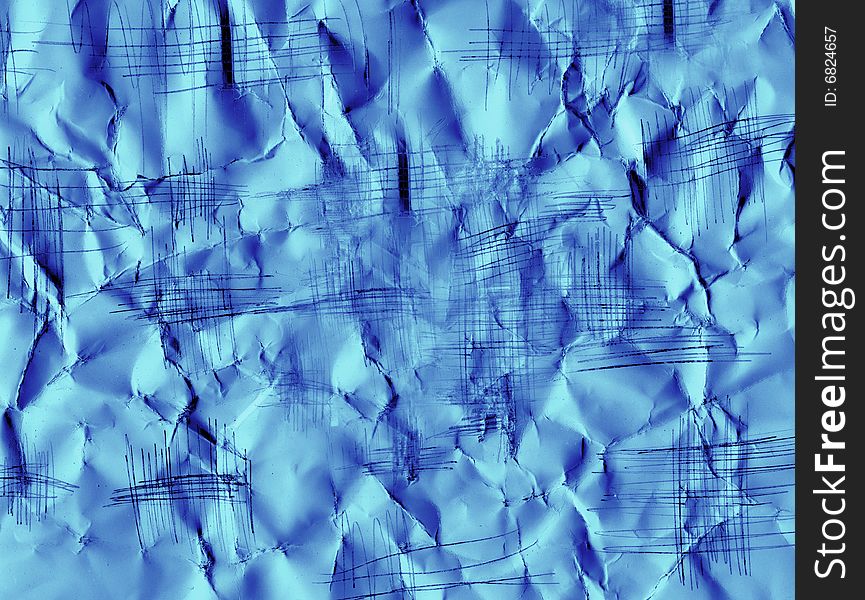 Abstract background Crushed blue paper