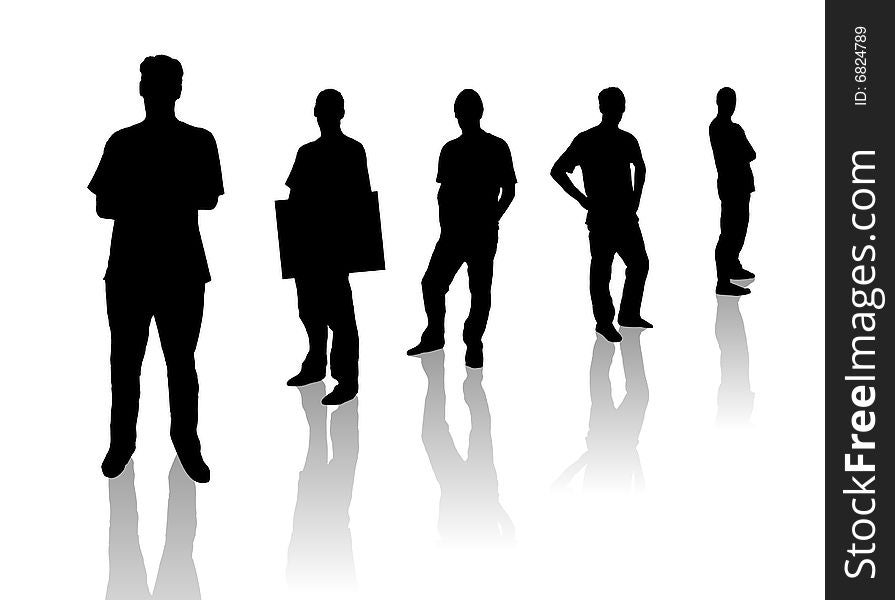 Silhouettes of men standing in different positions. Silhouettes of men standing in different positions
