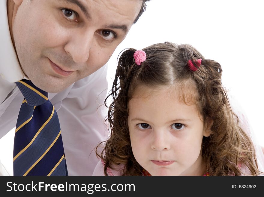 Father posing with his cute daughter