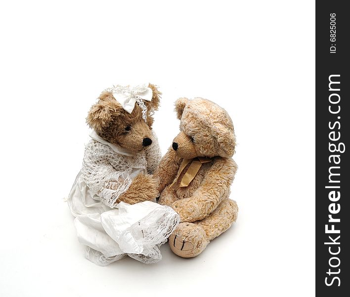 Shot of a bride and bridegroom teddy bear. Shot of a bride and bridegroom teddy bear