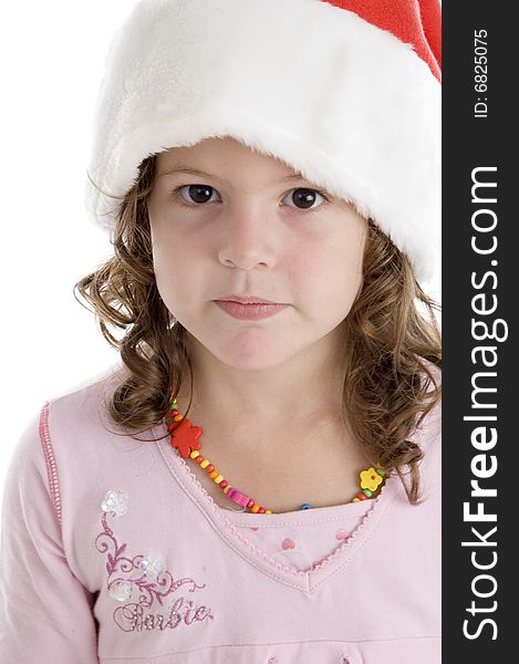 Portrait Of Girl Wearing Christmas Hat