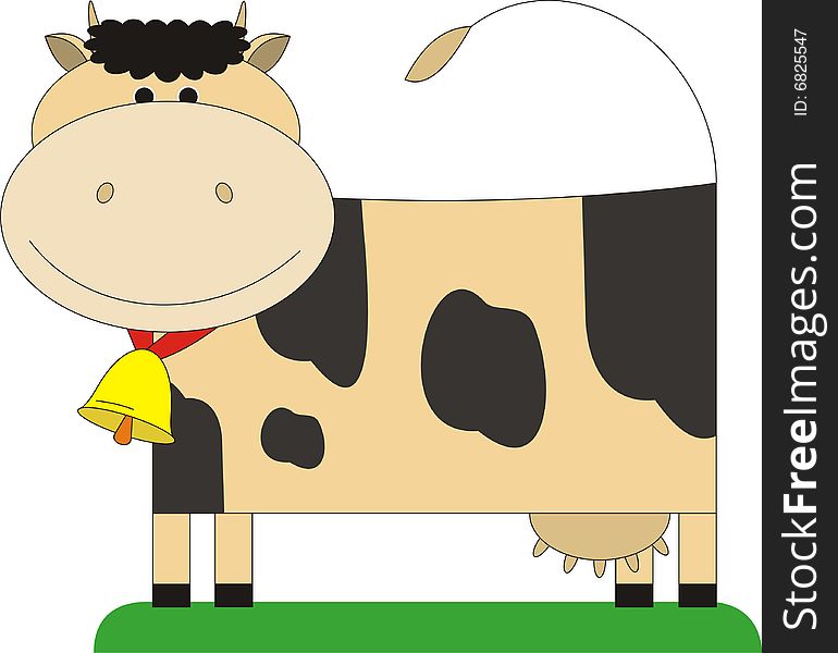 The cow costs on a meadow. On a neck at it the hand bell hangs. It waves a tail and smiles. The cow costs on a meadow. On a neck at it the hand bell hangs. It waves a tail and smiles.