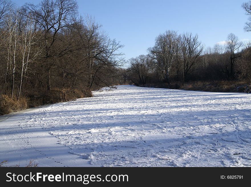 Winter Landscape. The icebound river. Winter Landscape. The icebound river.