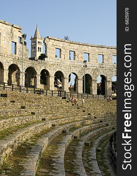 Fragment of ancient Roman amphitheater in Pula. Fragment of ancient Roman amphitheater in Pula