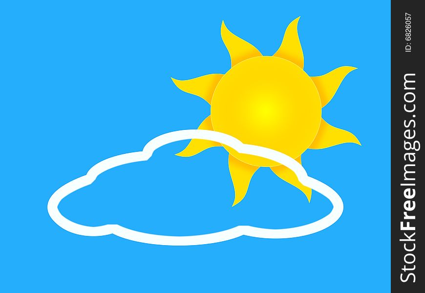 Sun and cloud on a background of the blue sky