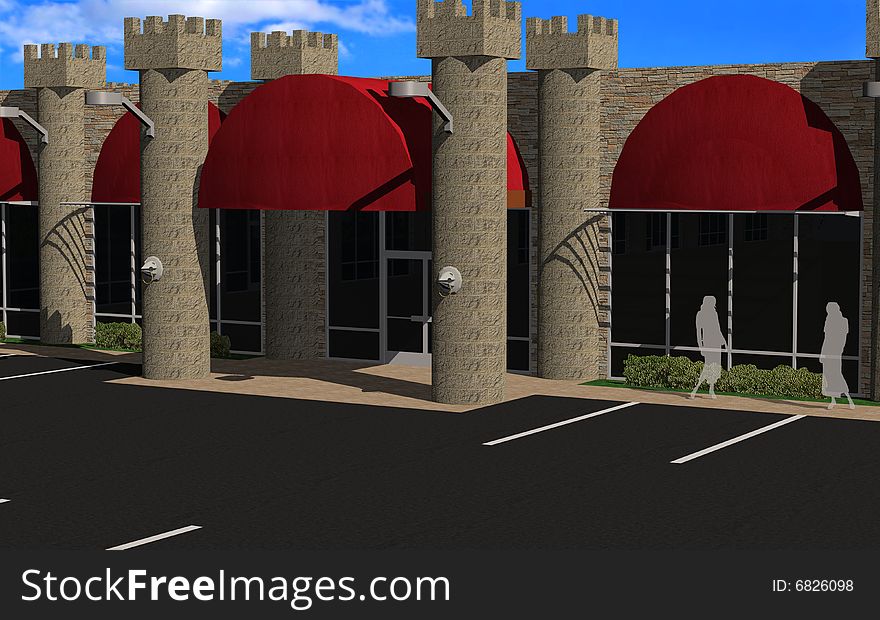 3d rendering of a retail center. 3d rendering of a retail center