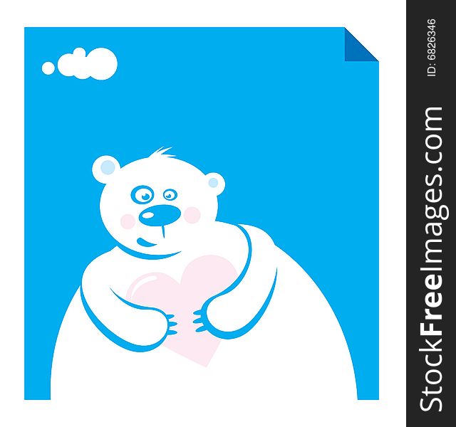 Vector Illustration Polar Bear in love with heart
