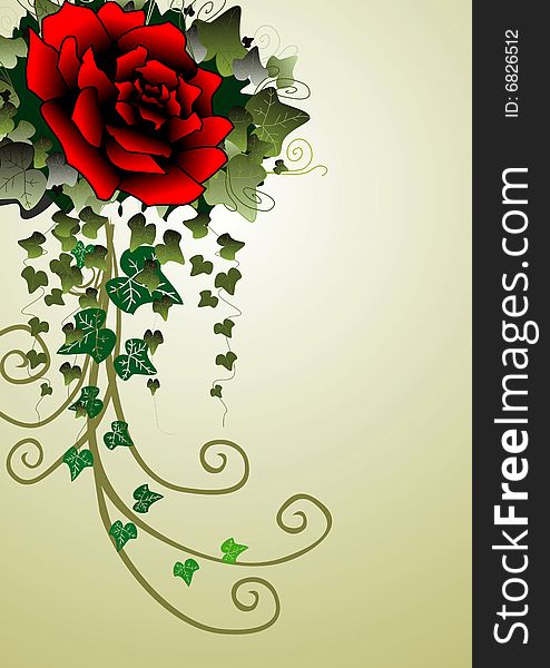 Red Rose And Ivy Background
