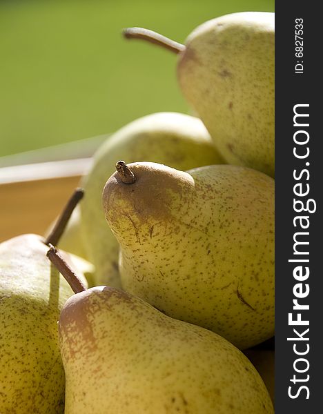 High resolution image of pears in a basket