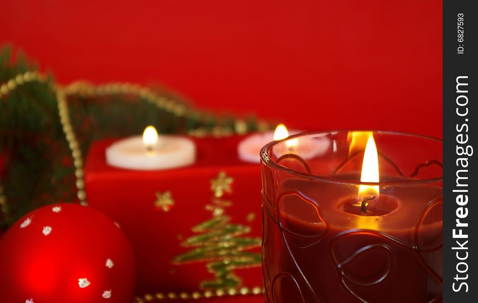 Candle And Christmas Decoration