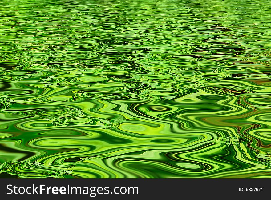 Liquid background of green colors