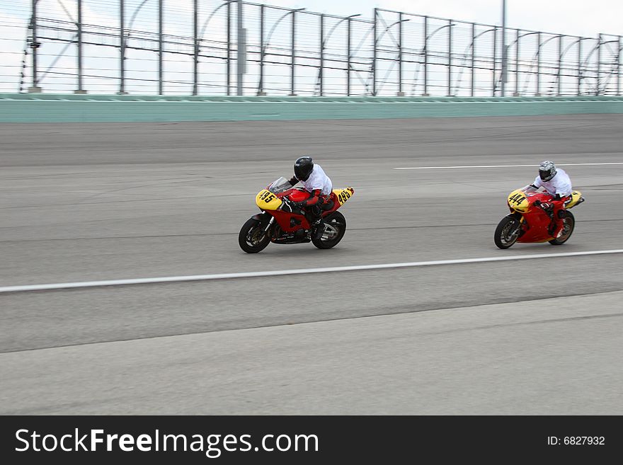 Two Motorcycles running at high speed. Two Motorcycles running at high speed