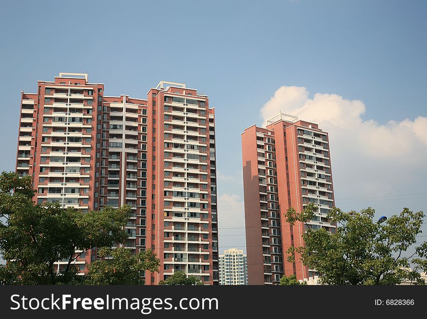 Modern Apartment Buildings Rising in Downtown of China