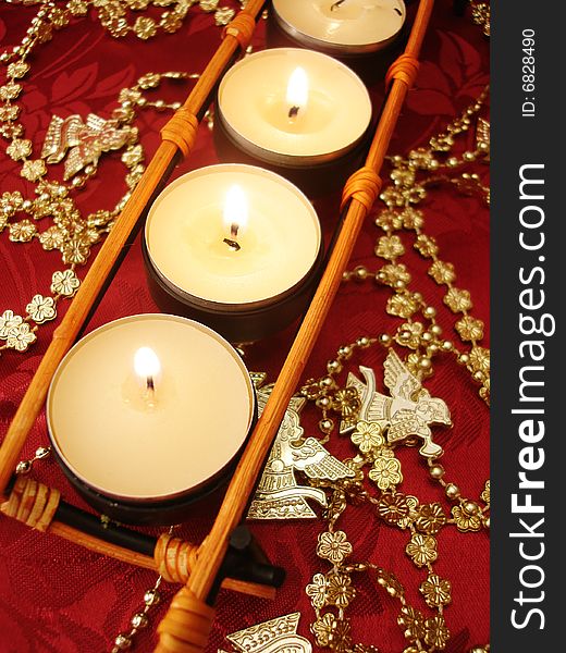Row of candles with decoration