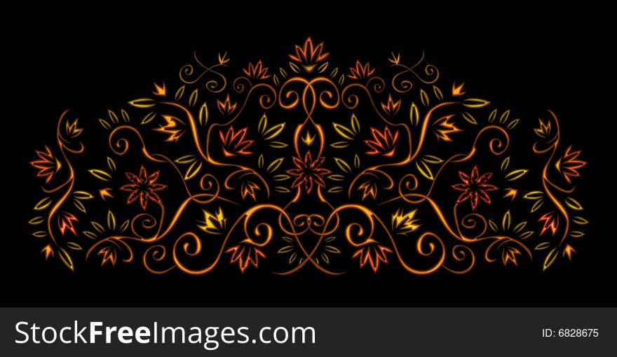 Decorative metal ornament isolated on black. Decorative metal ornament isolated on black