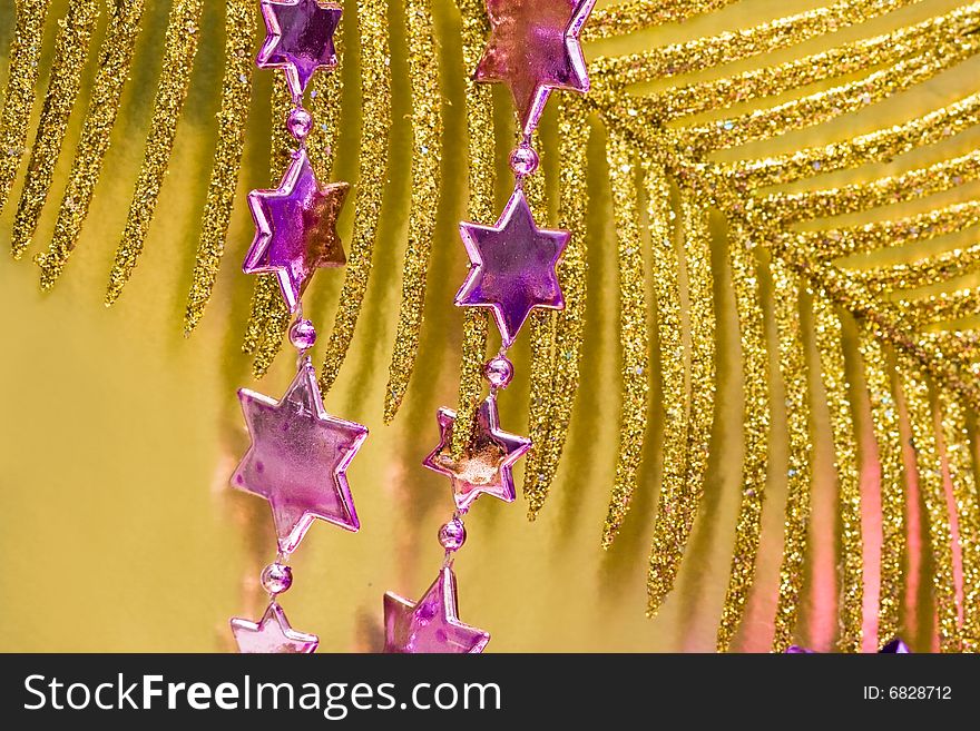 Pink new-year stars and Christmas tree