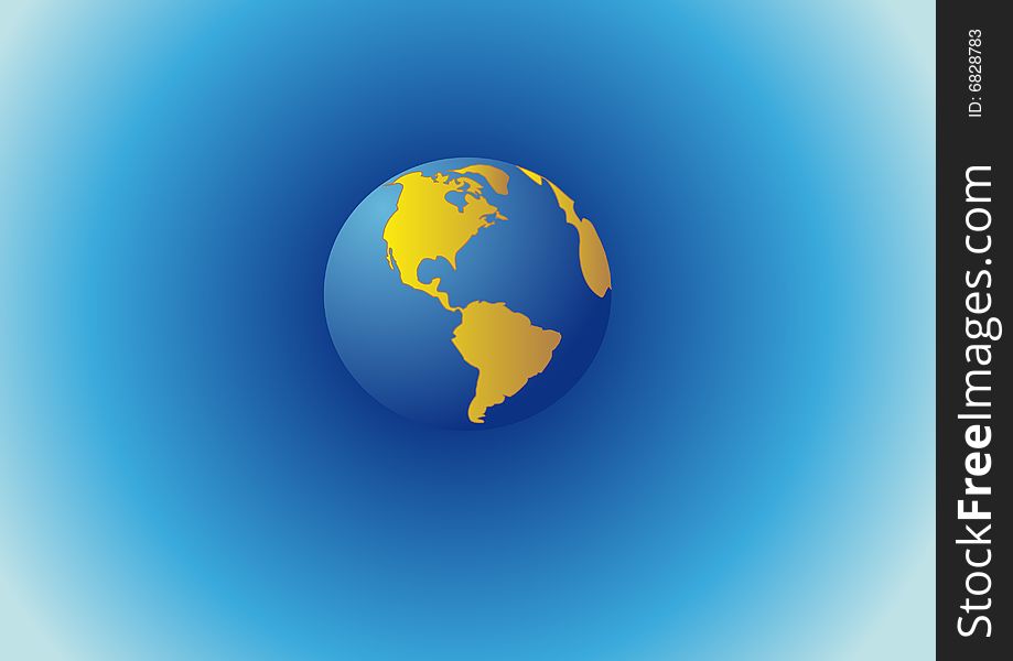 Image of the planet Ground with ocean and continent on blue background. Image of the planet Ground with ocean and continent on blue background