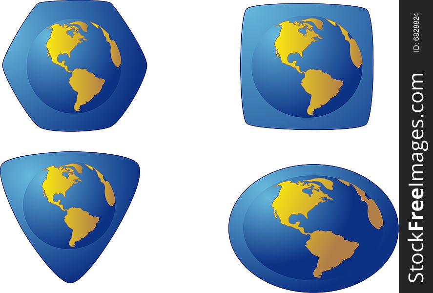 Icon of the blue colour of the different forms with image of the globe. Icon of the blue colour of the different forms with image of the globe